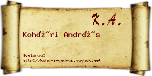 Kohári András névjegykártya