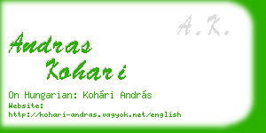 andras kohari business card